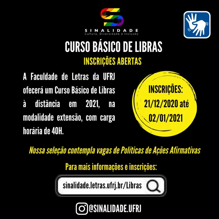 Inscrições Abertas Curso Básico de Libras Projeto Sinalidade